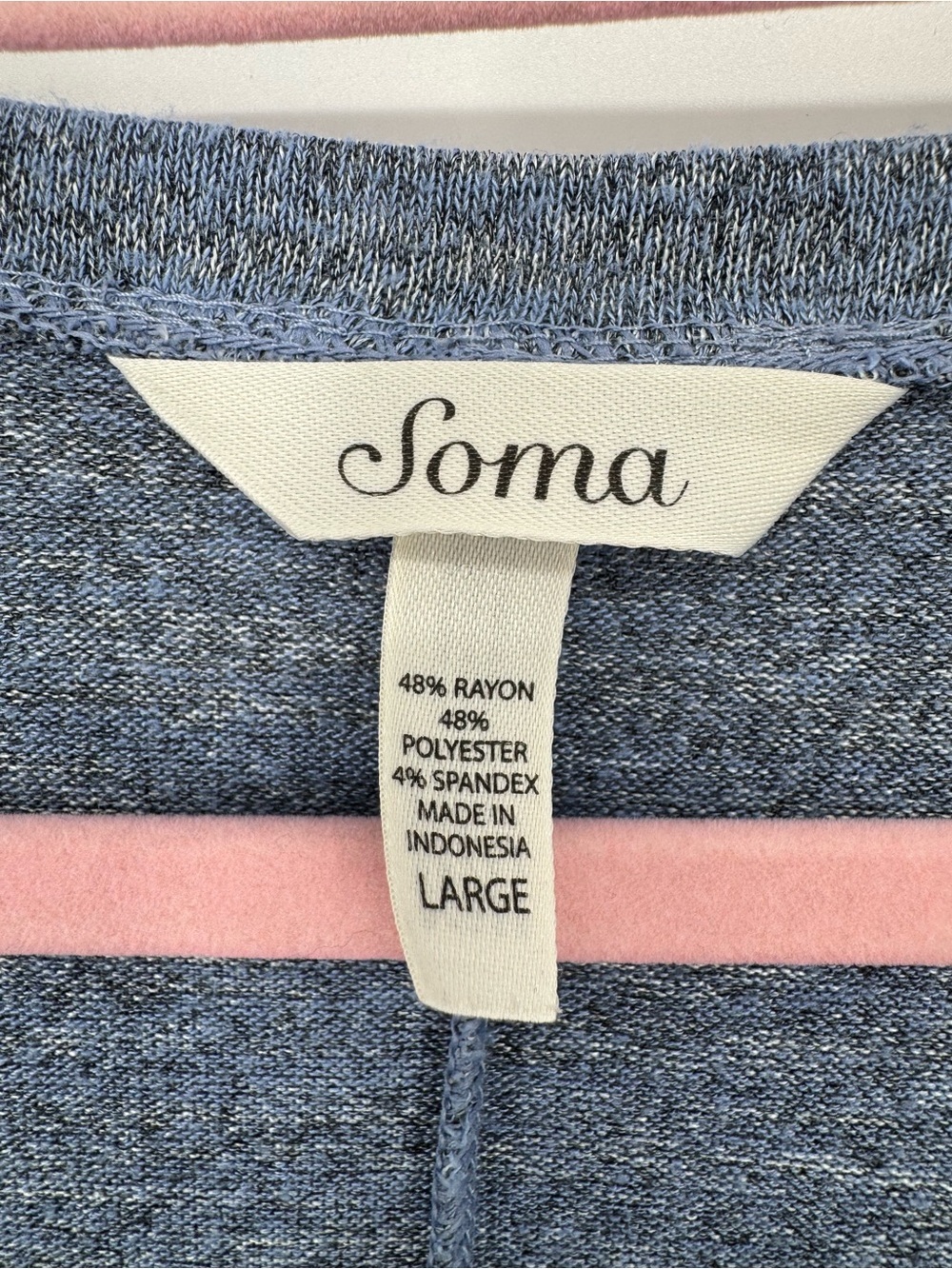 Soma Soft Blue Long Sleeve Lounge Top Relaxed Cozy Casual Everyday Size Large - Picture 4 of 6